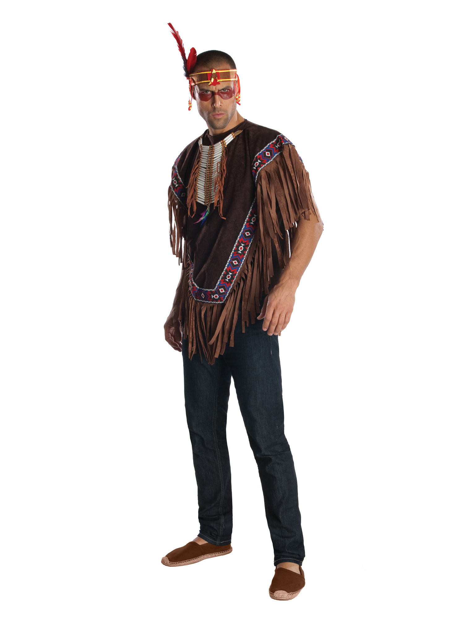 Mens Native American Costume Tribe Wild West Indian Adult Halloween Fancy Dress - Picture 1 of 2